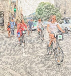 girls on bikes in Montreal